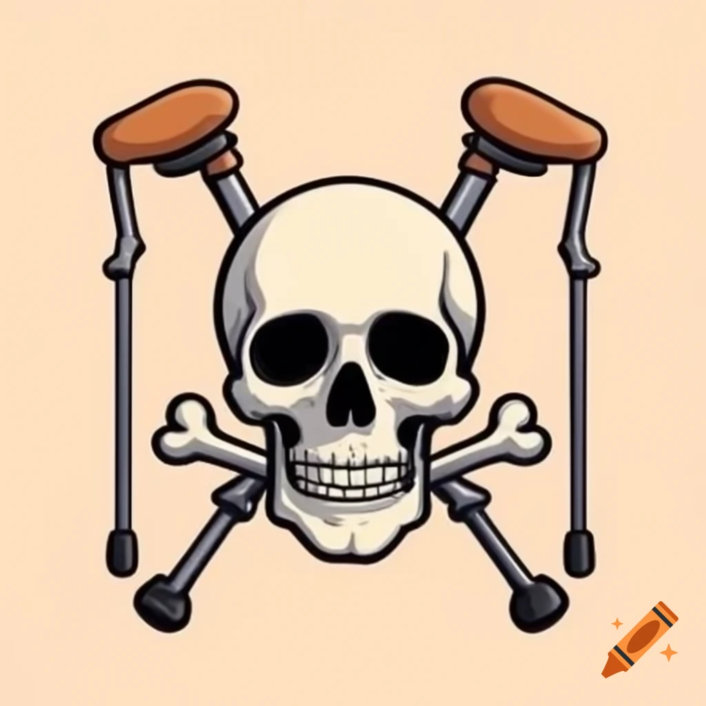 Creative skull and crossbones design with crutches