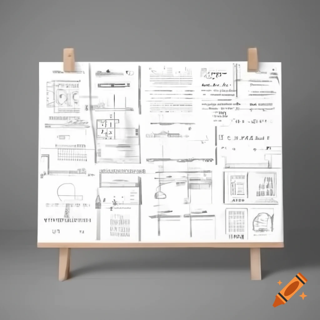 Cartoon style whiteboard filled with various diagrams