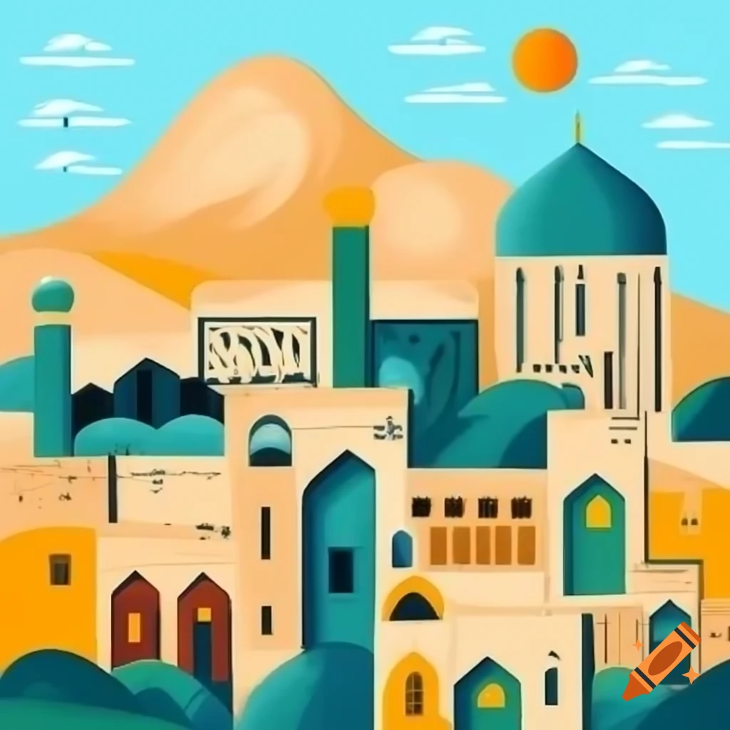 Shiraz city skyline in Picasso's artistic style