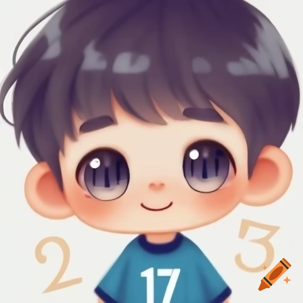 Chibi character design featuring the number seventeen