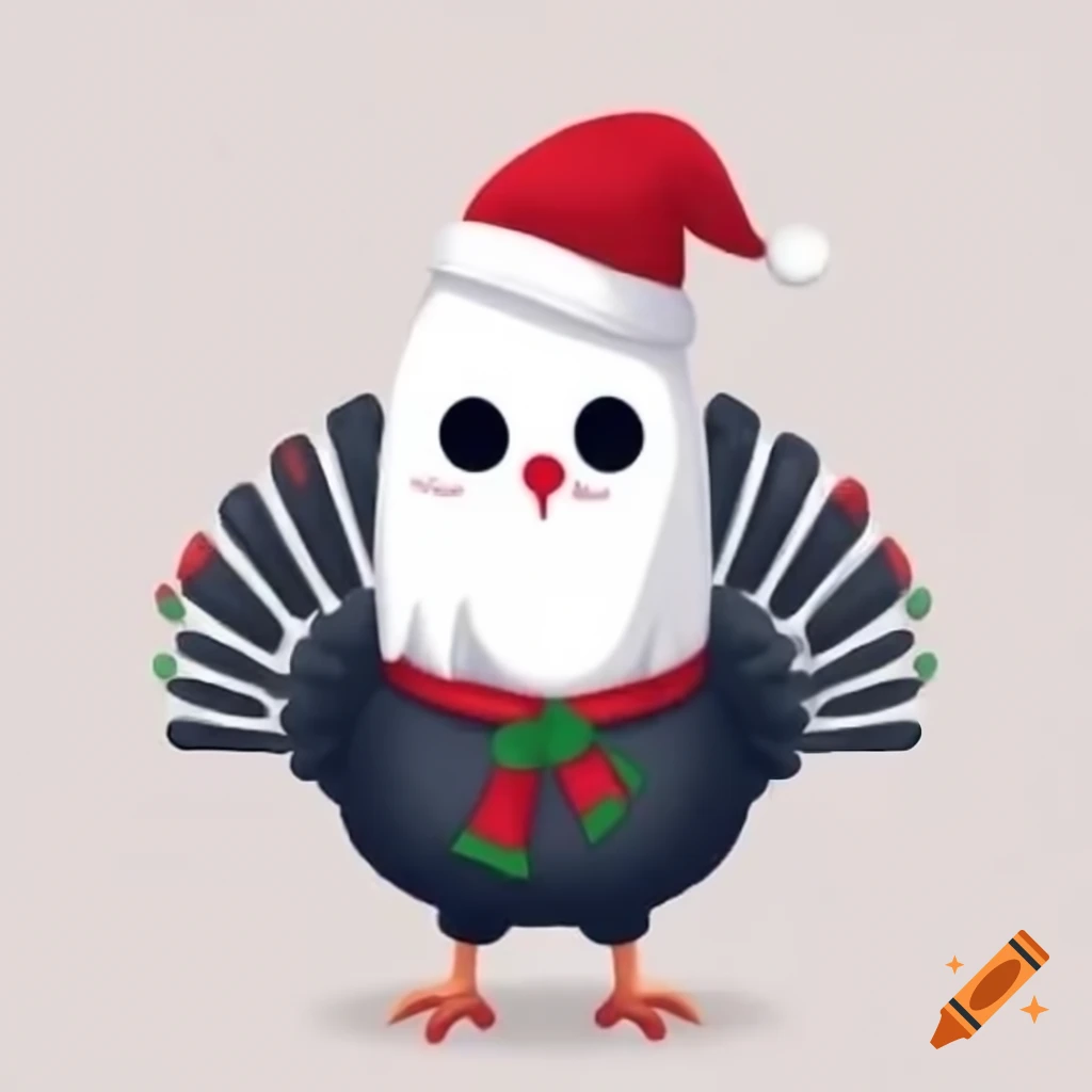 Ghost turkey dressed in Christmas attire