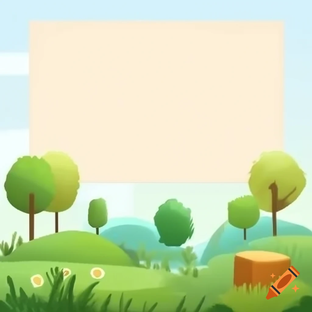 Cartoon style natural vegetation with trees and flowers in vibrant colors