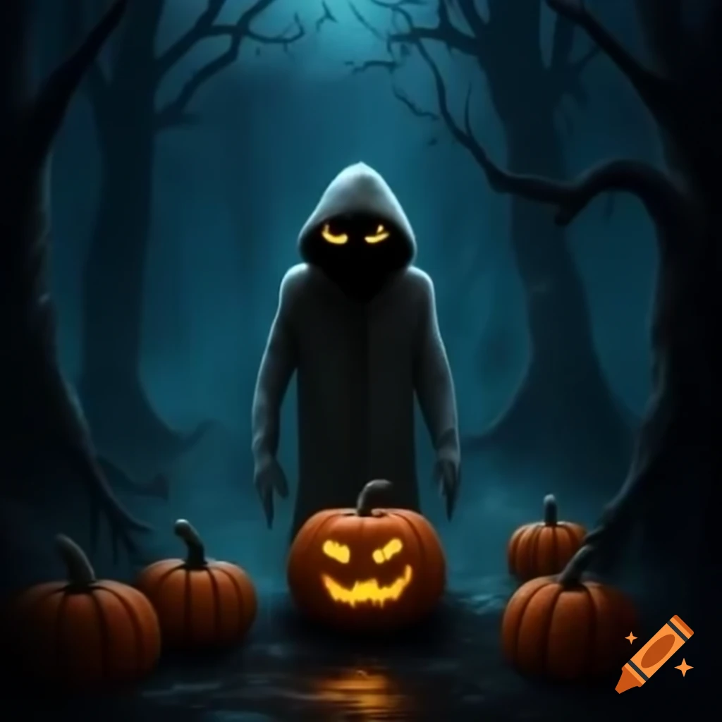 Spooky Halloween night scene evoking fear