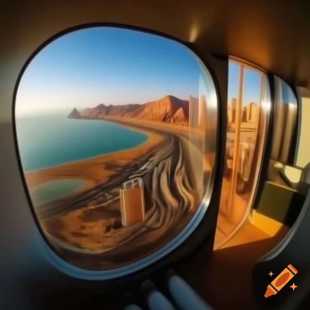 Mobile housing capsule with ocean, city, and desert landscapes