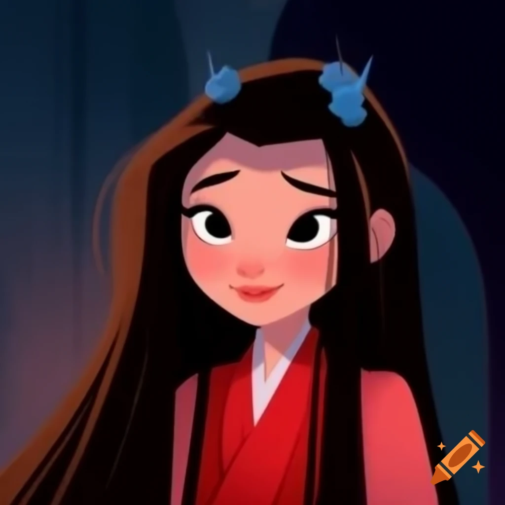 Asian girl in red dress resembling a Disney princess in a castle
