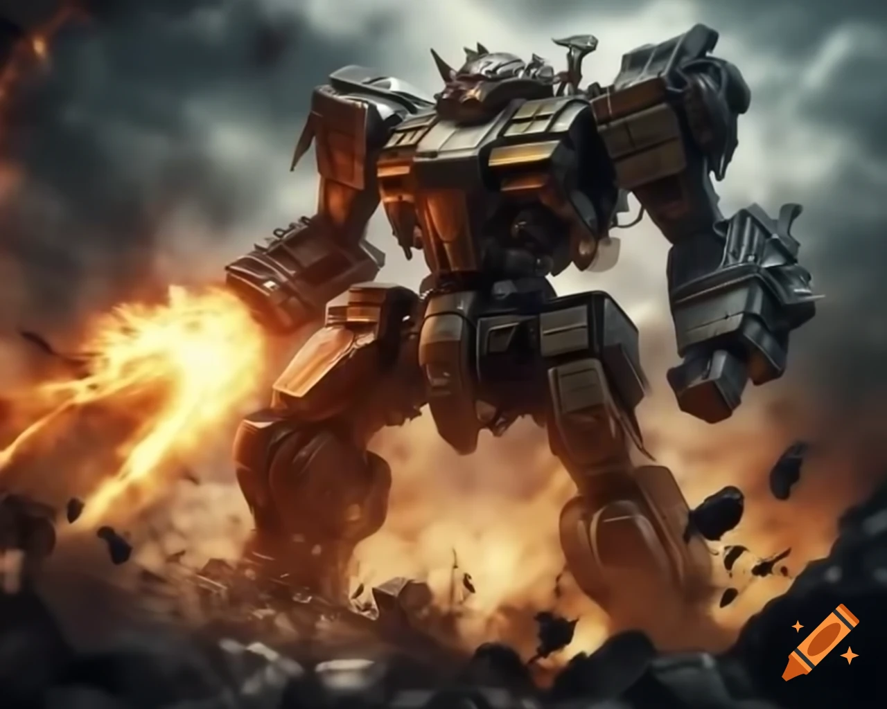 Mecha explosion scene