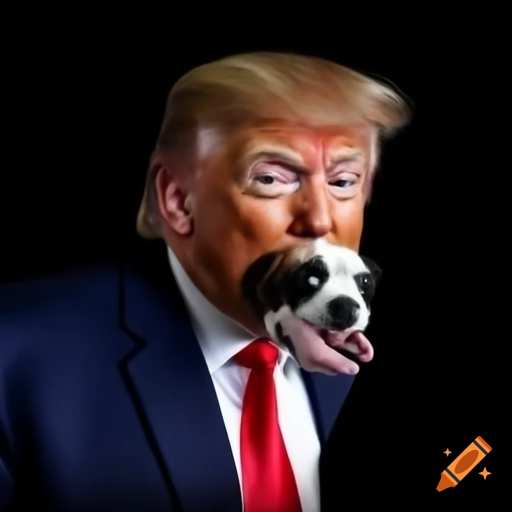 Colorful abstract art with a dog and a caricature of a man