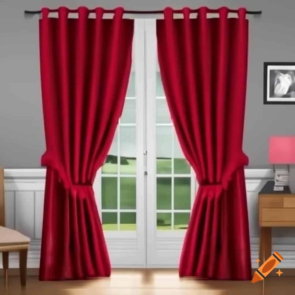 Dark red curtain pixel art in 256x256 resolution