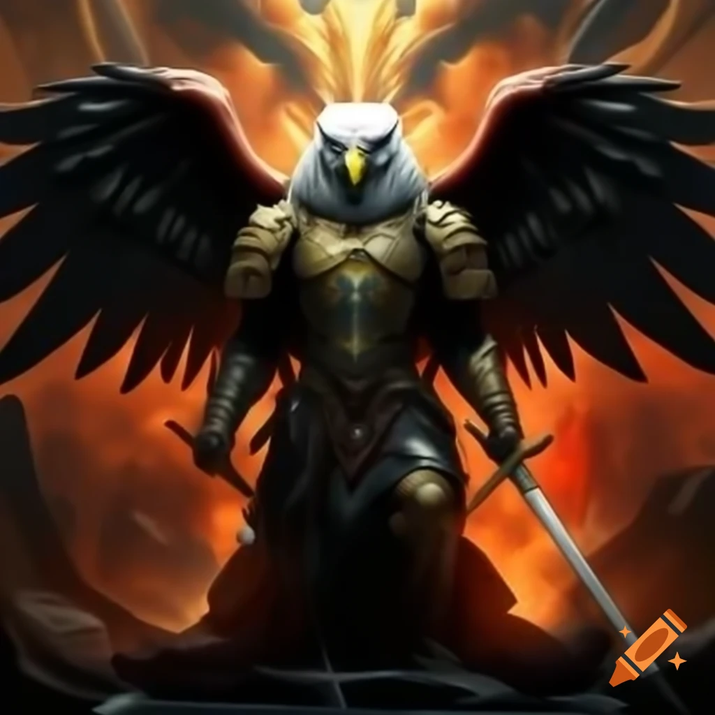 Sigil design featuring a double-headed black eagle with wings spread wide
