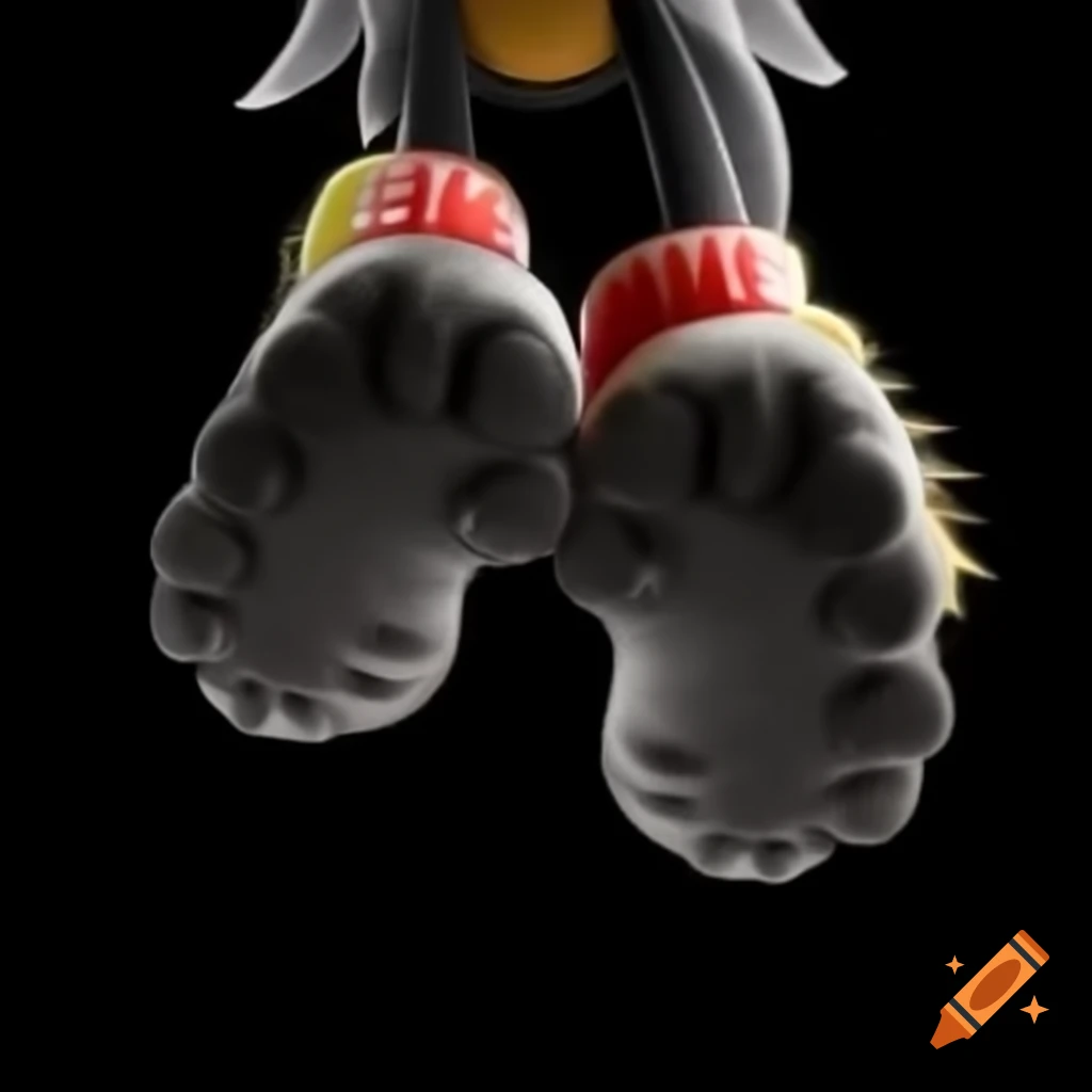 Close-up view of the feet of Shadow the Hedgehog
