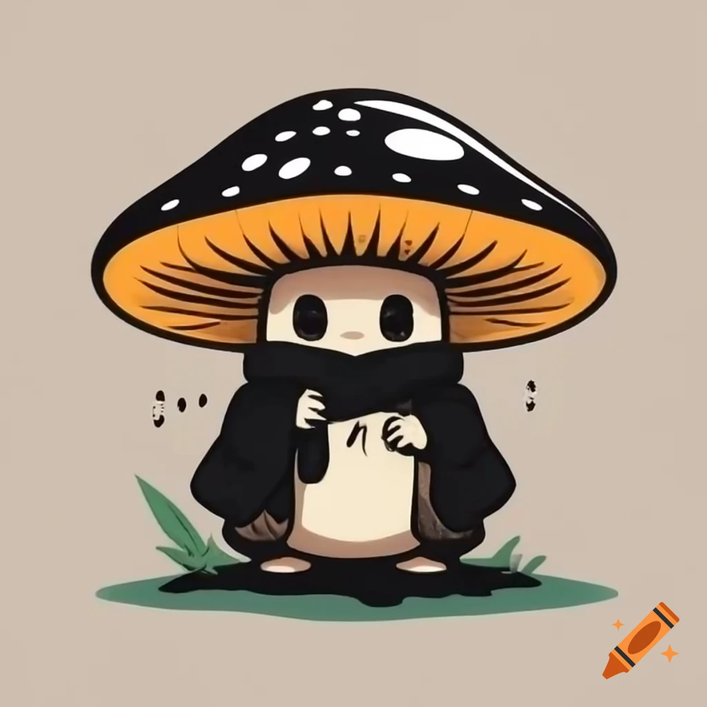 Mushroom wearing black hakama attire