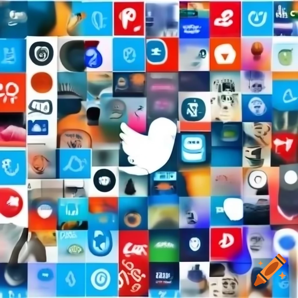 Collage of social media icons on a clean background