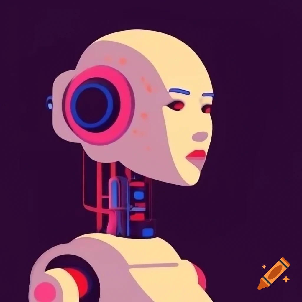 Robot woman's head with futuristic design