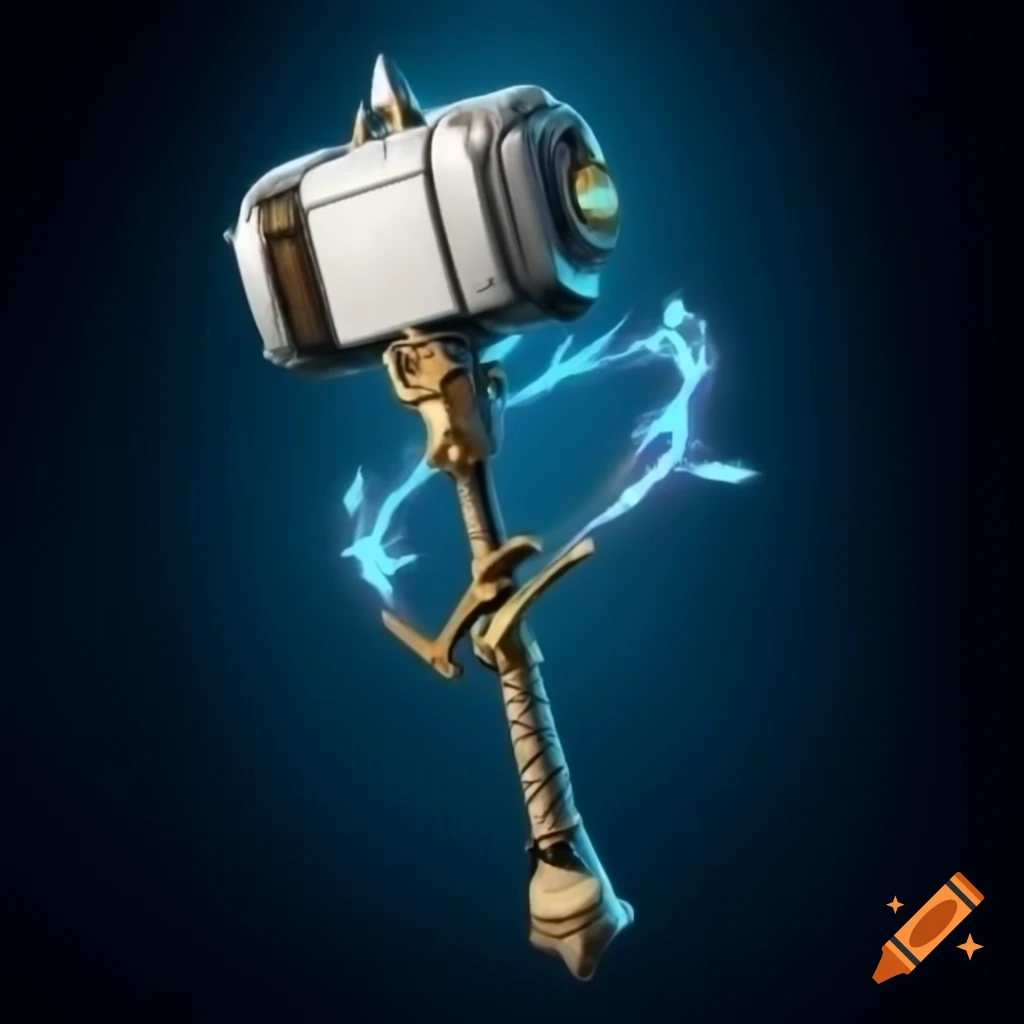 Elegant floating war hammer with arcane gravity energy