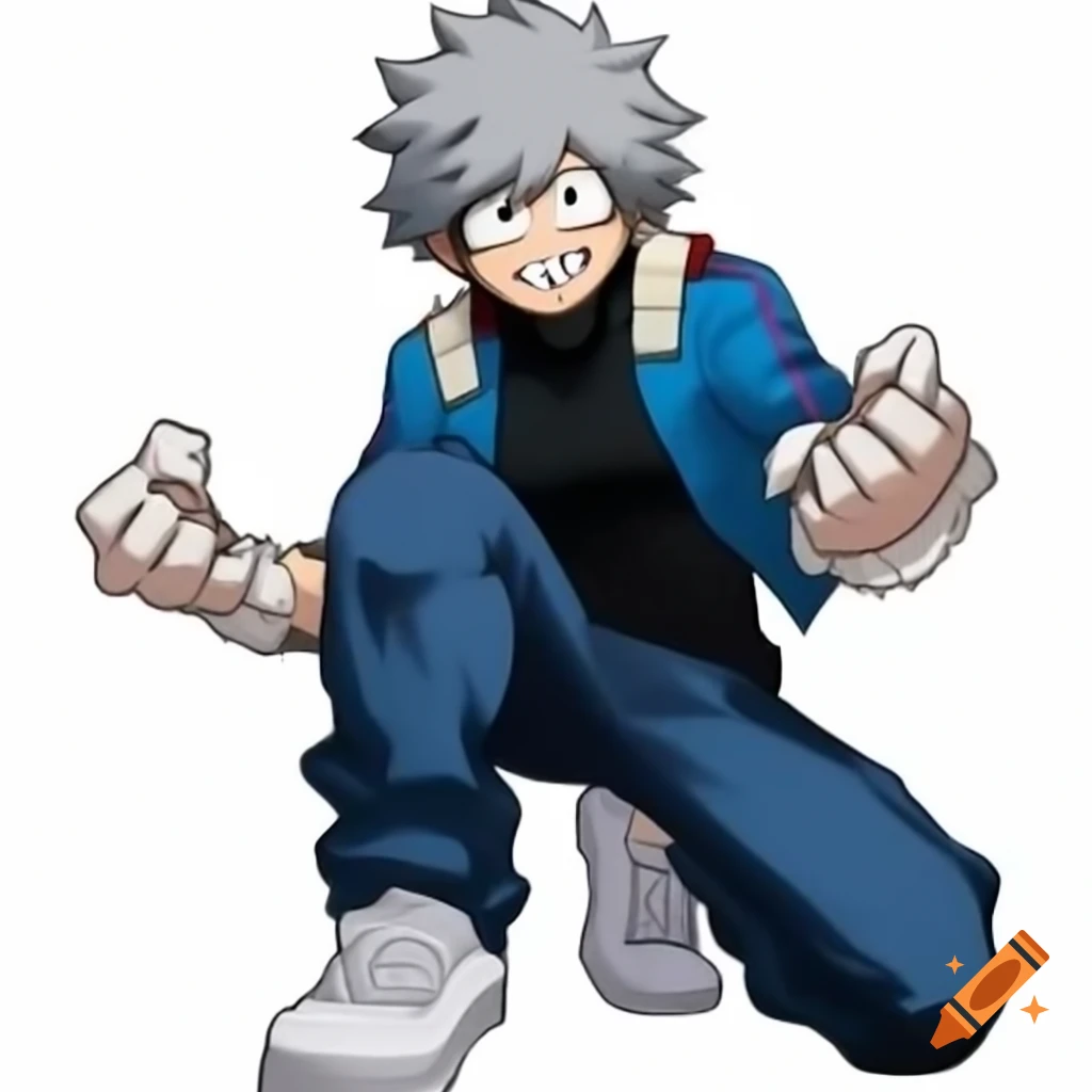 Anime character Hikaru Takashi, 14 years old, athletic build with dark blue hair and slate grey eyes in My Hero Academia style