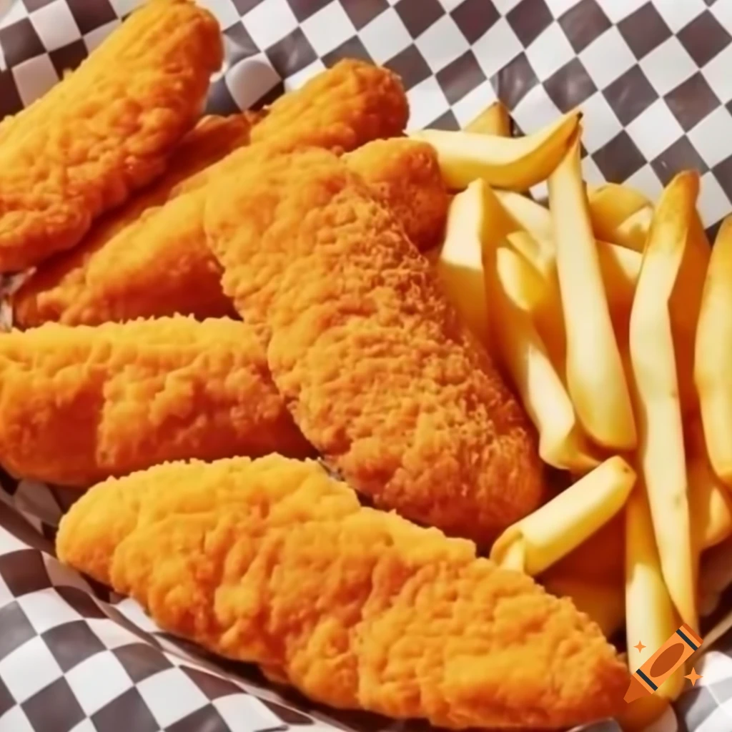 Delicious chicken tenders with crispy fries