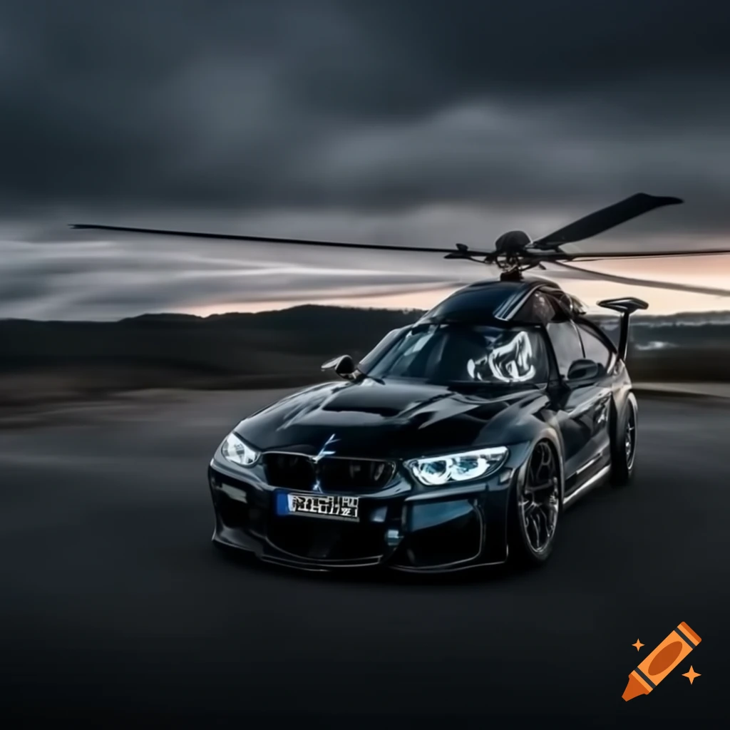 BMW helicopter parked on a runway