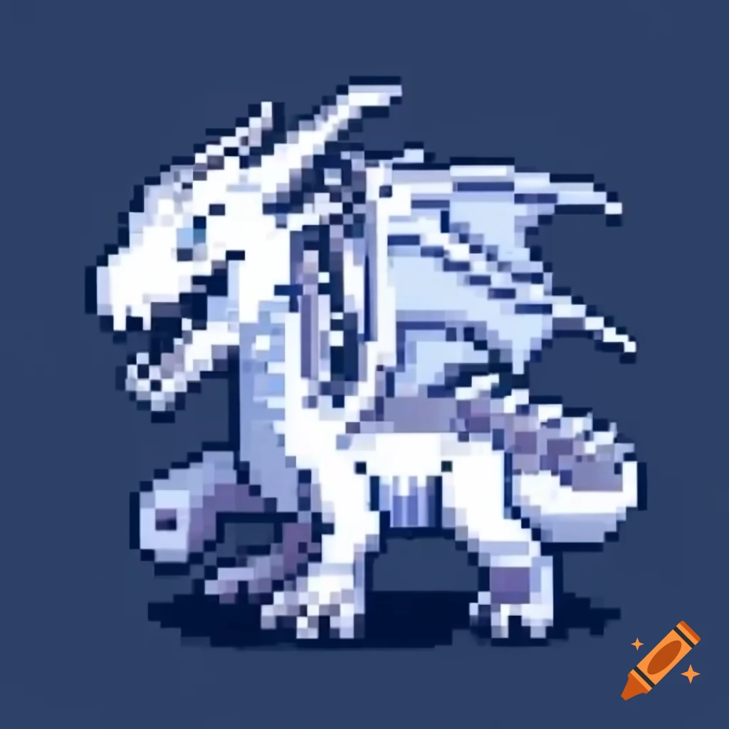 Pixel art depiction of a white Dragonborn character