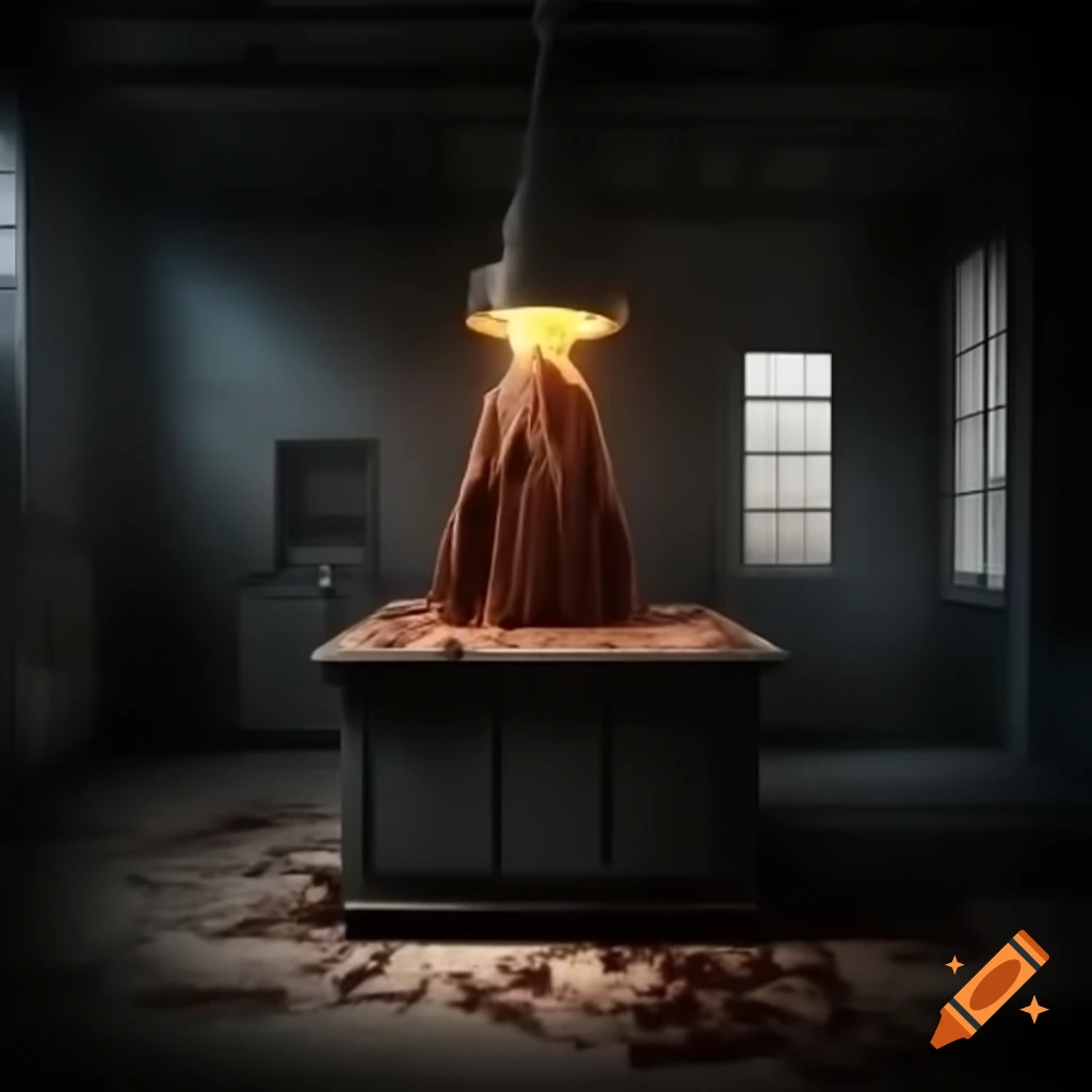 Realistic photo of peculiar Nutella-based organism in abandoned laboratory