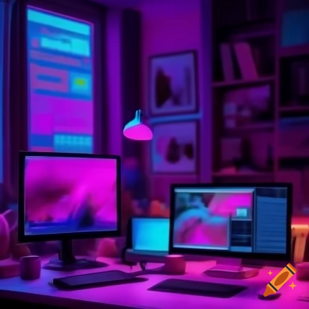 Bedroom filled with movie memorabilia and glowing television screen