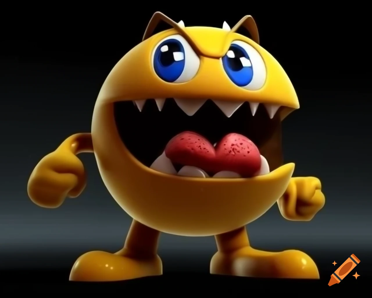 Iconic Pac-Man character from classic video game