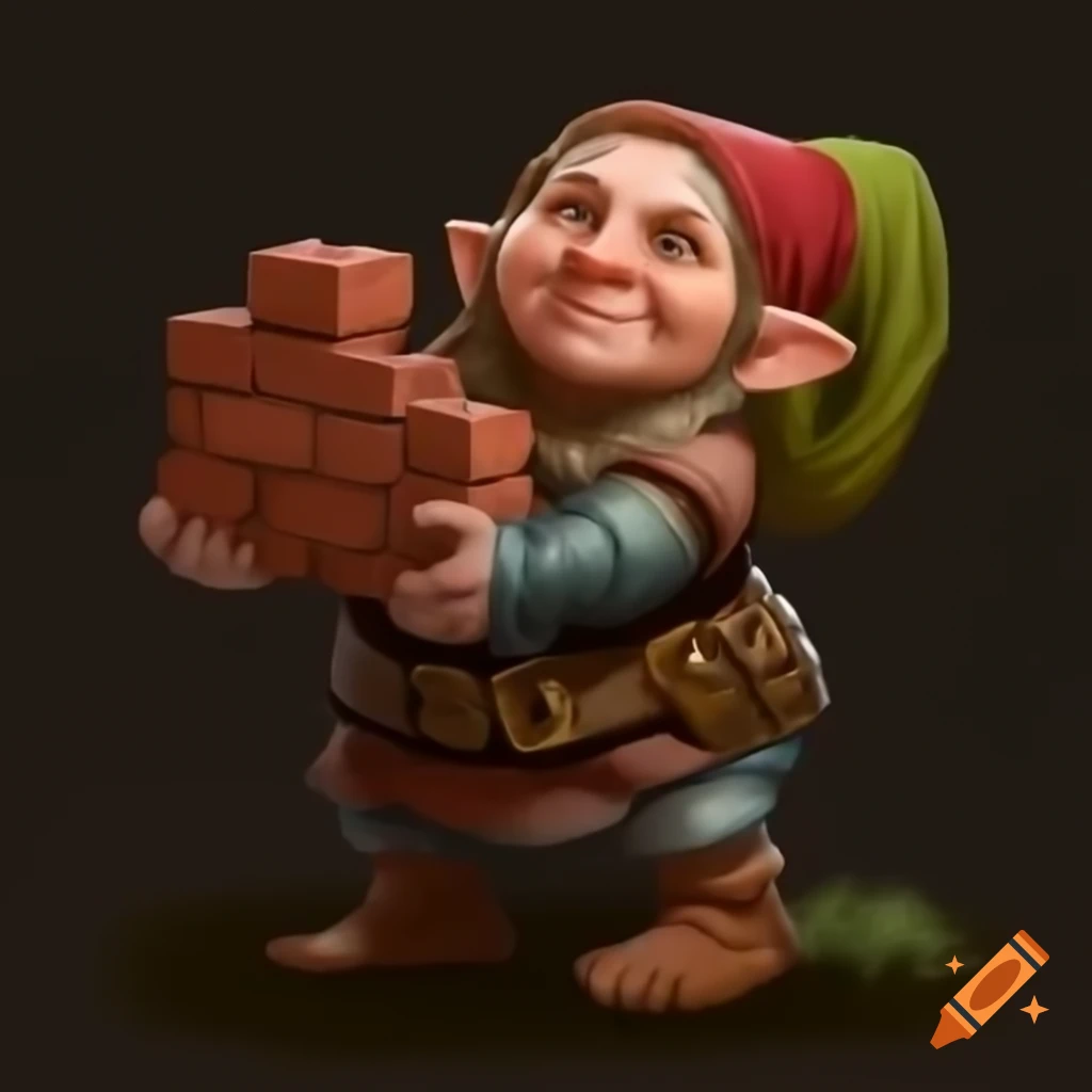 Female dwarf holding bricks