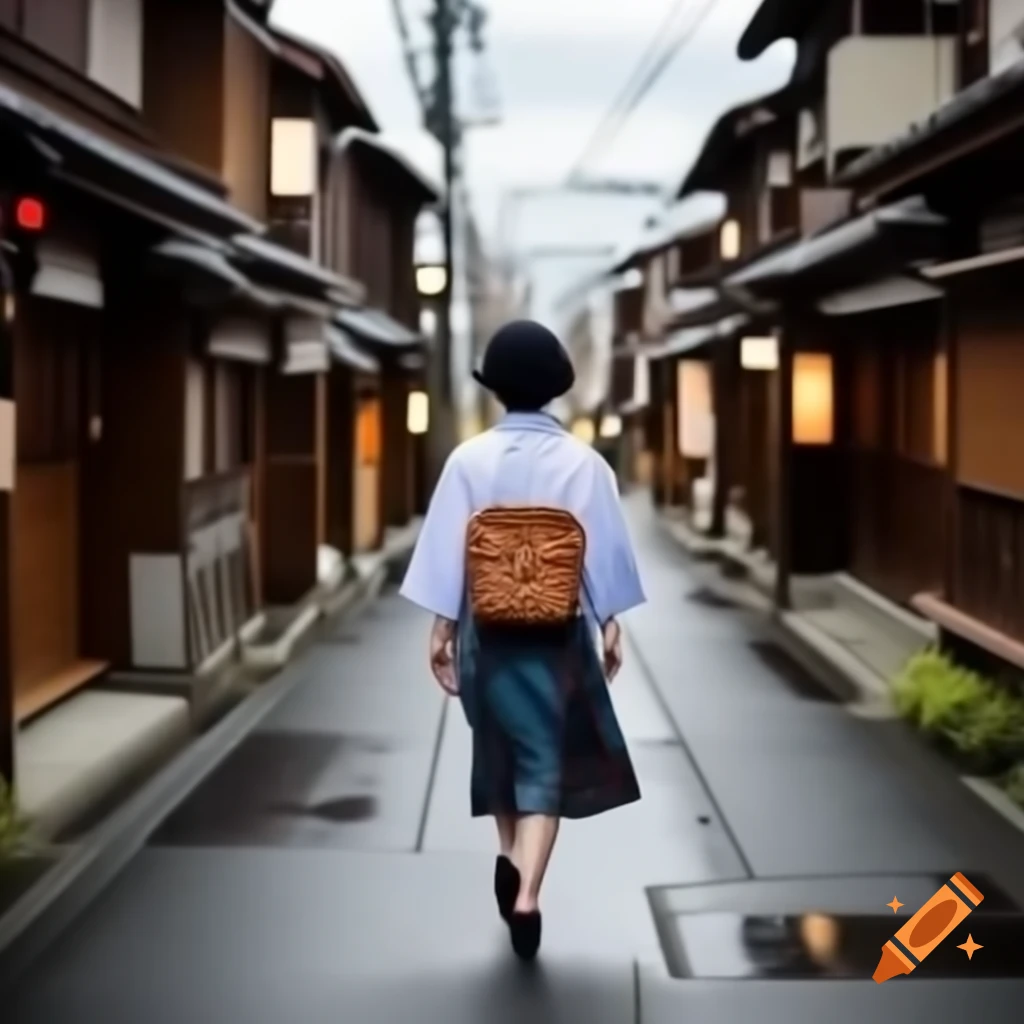Beautiful Japanese woman walking in city streets