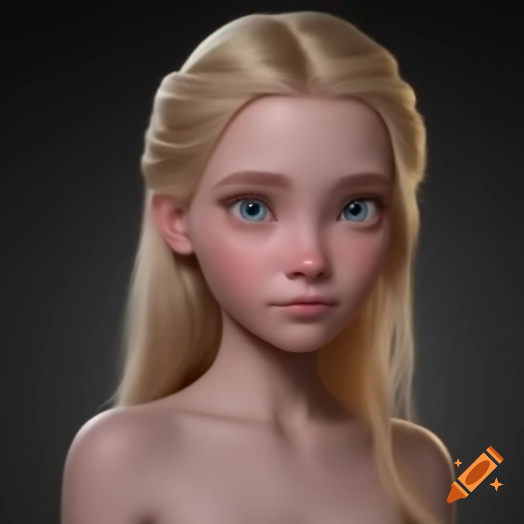 Photorealistic young blonde princess portrait