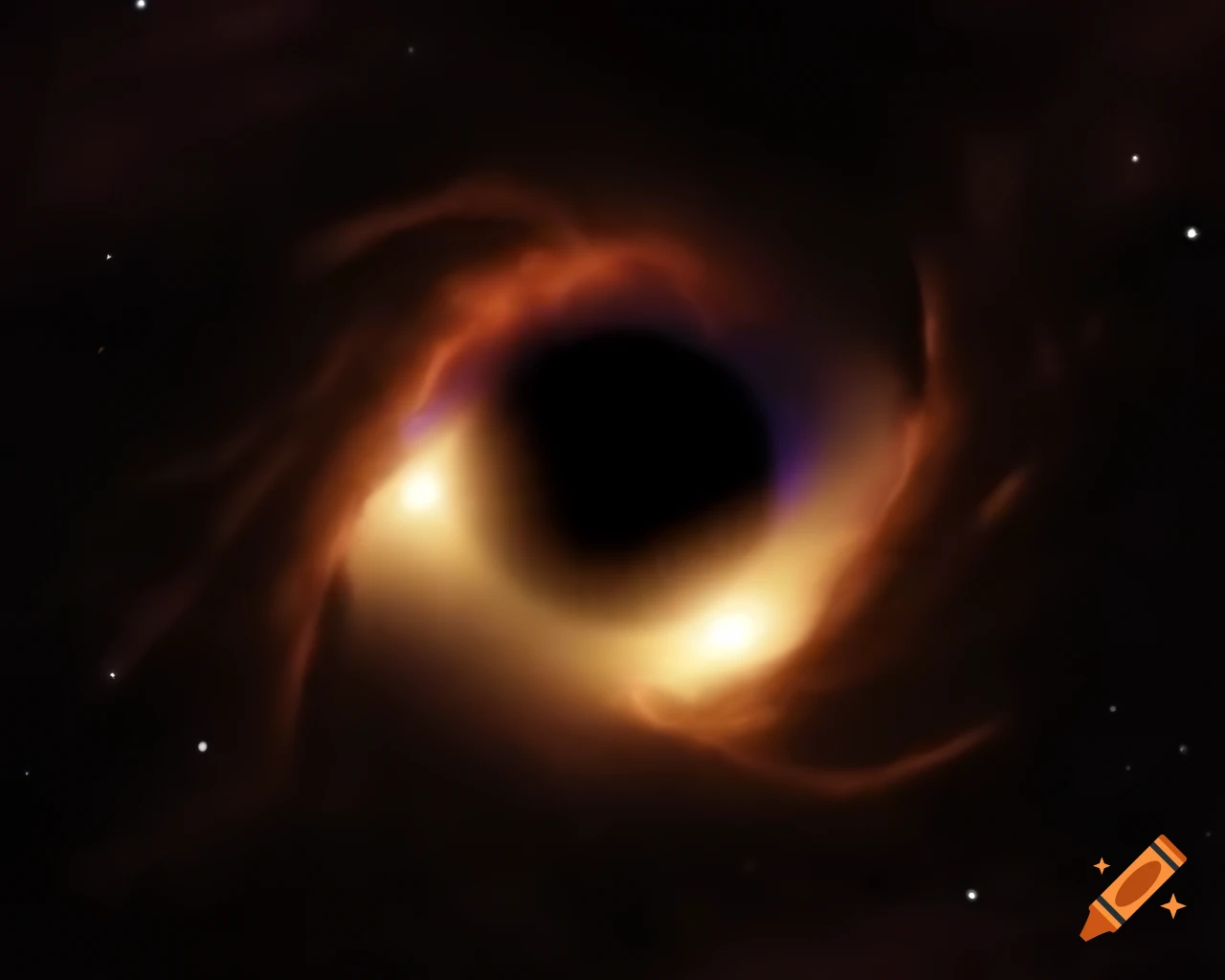 Realistic black hole in star-filled space using advanced rendering technologies