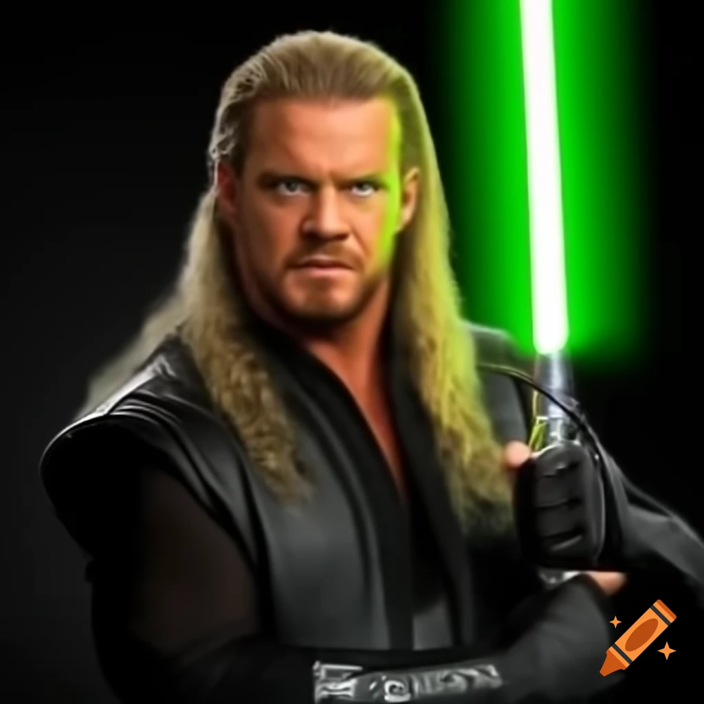 Chris Jericho wielding a green lightsaber