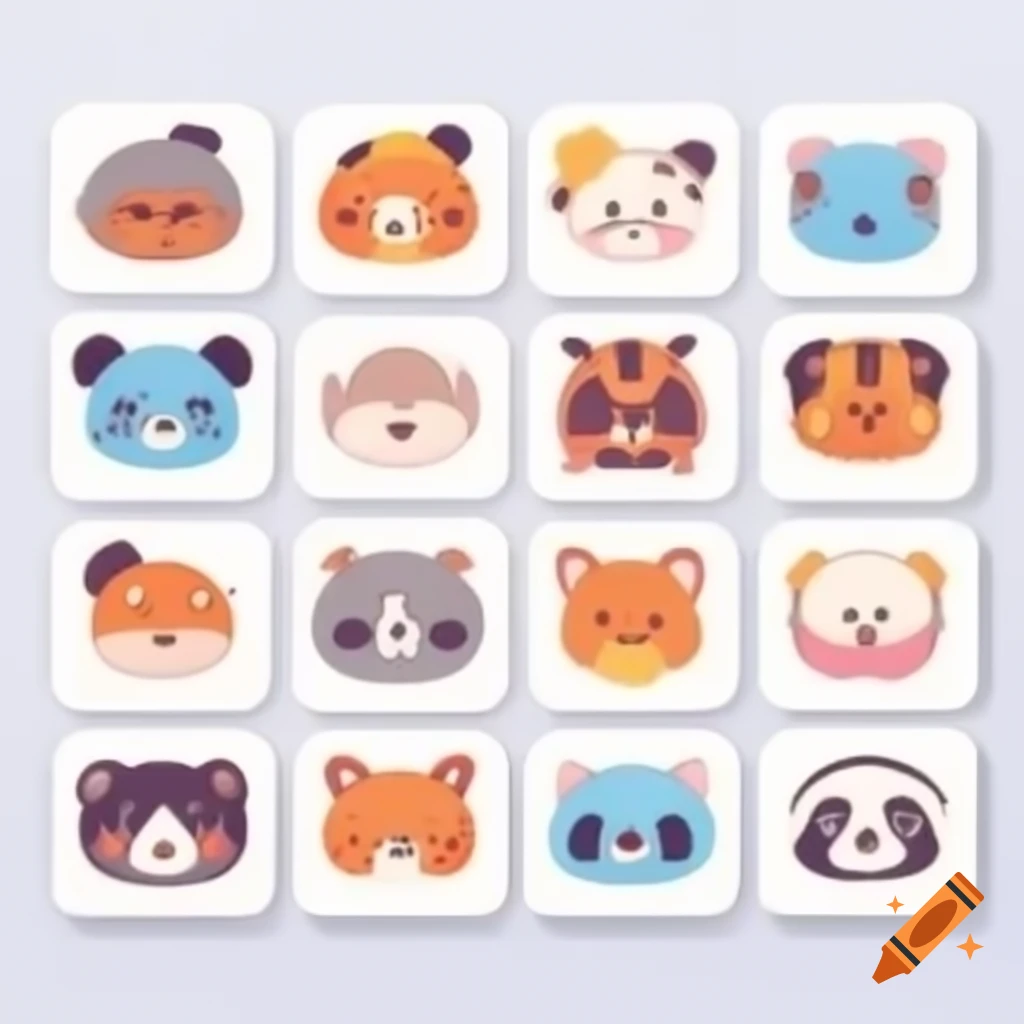Sticker sheet featuring cute colorful animal characters including a smiling fox
