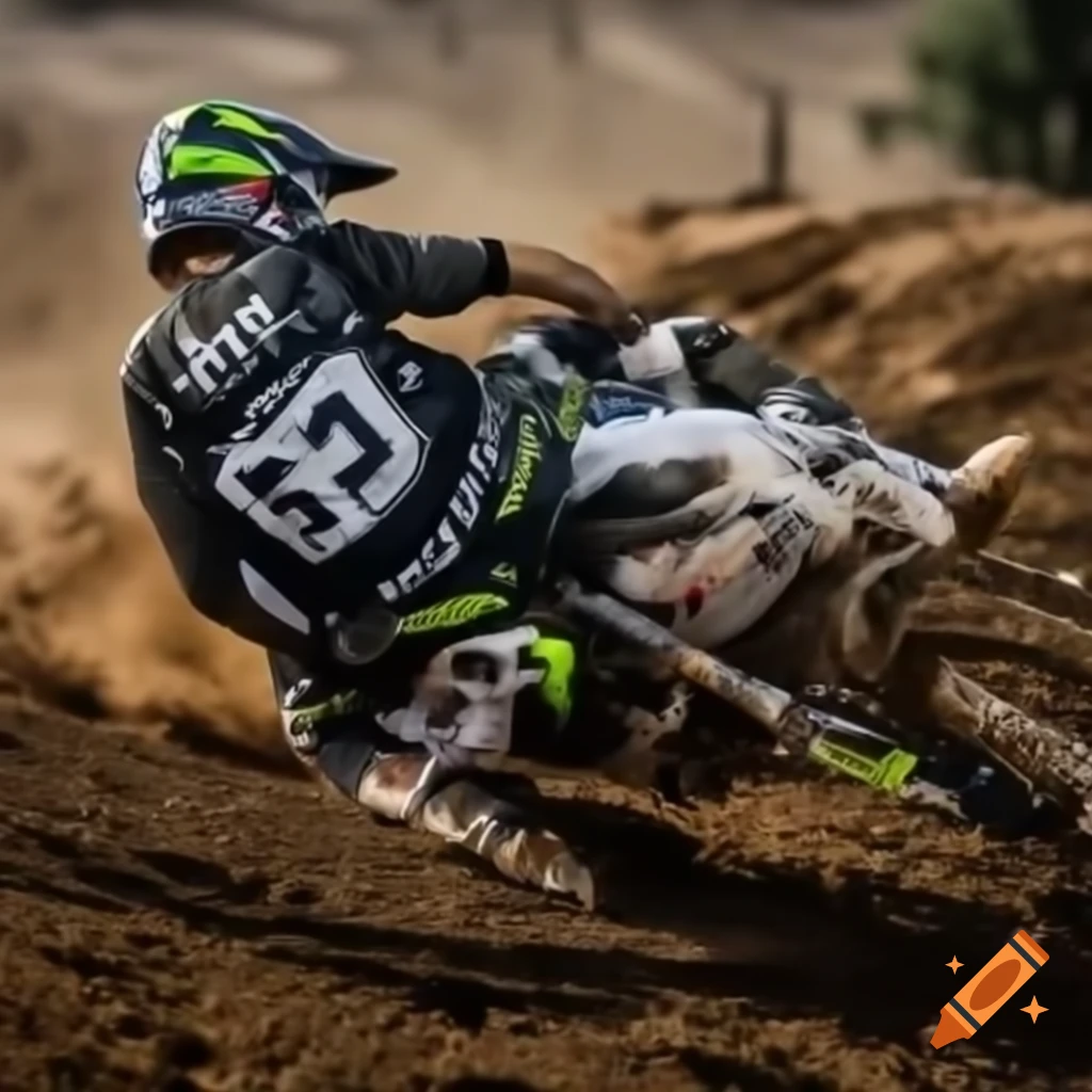 Motocross motorcycle on mud lane