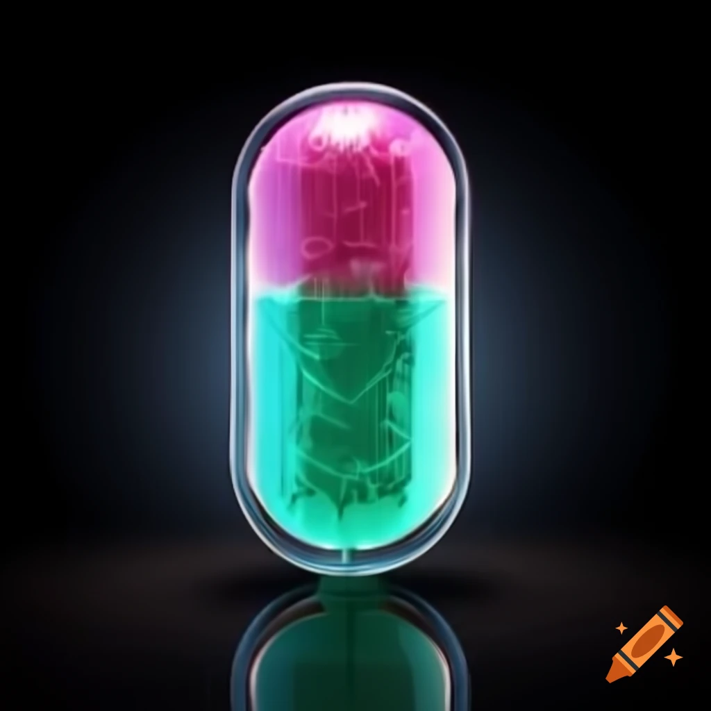 3d model of a medicinal capsule rendered in 8k resolution on craiyon