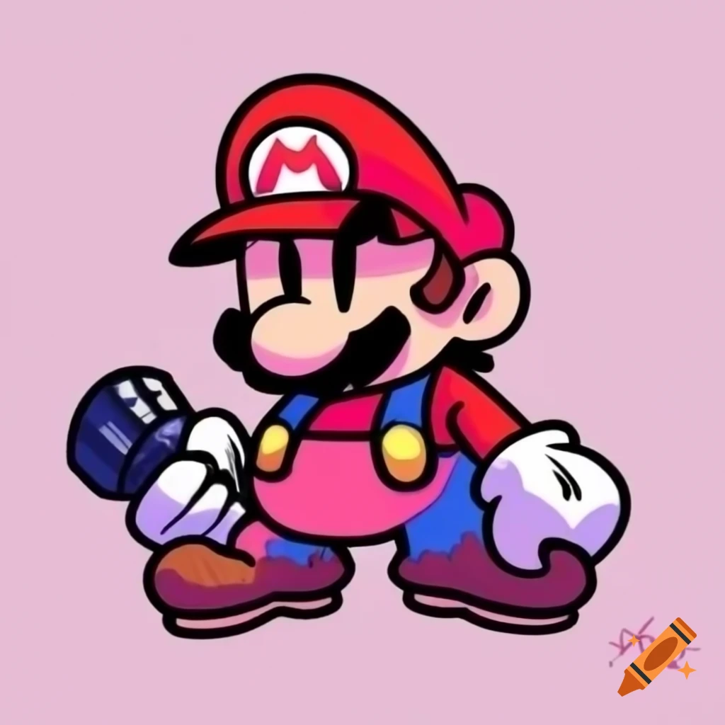 Character Mario styled in Friday Night Funkin' art