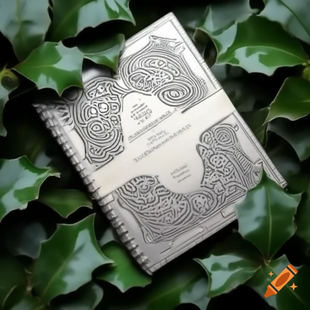 Silver handbook titled 'HANDBOOK OF THE OFFICIAL HOLLY FAN CLUB' surrounded by holly leaves