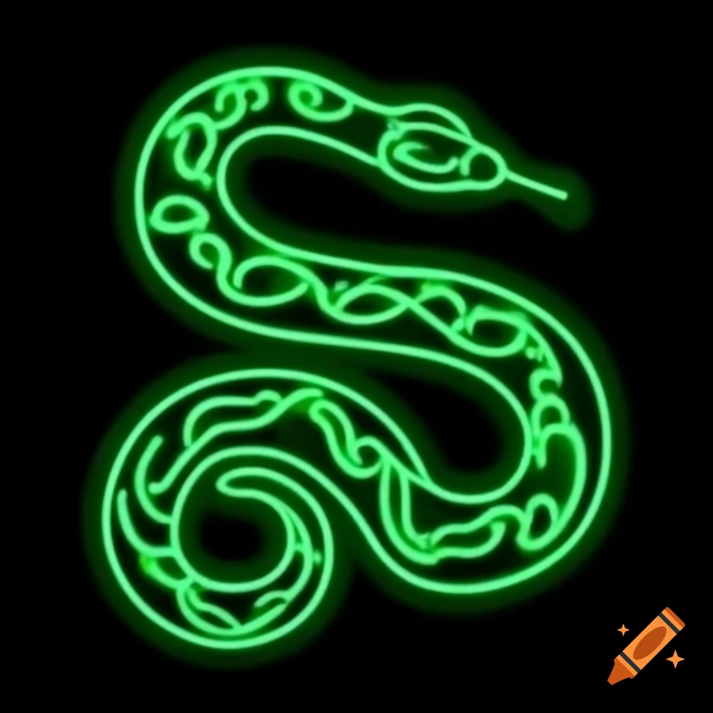 Neon green snake doodle illustration