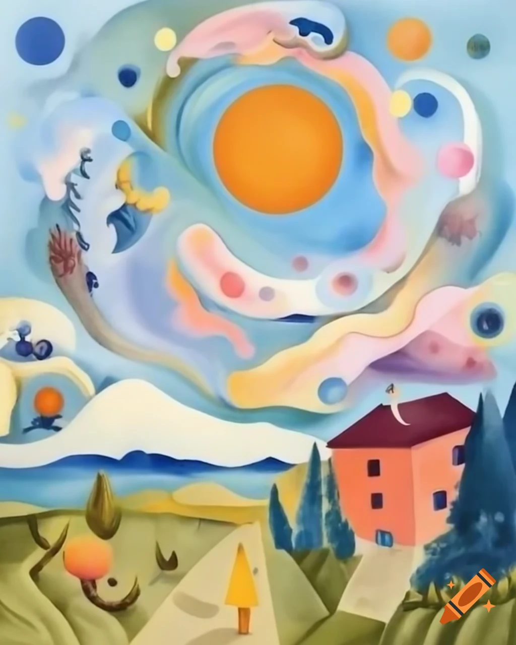 Surreal watercolor illustration in Greg Rutkowski style