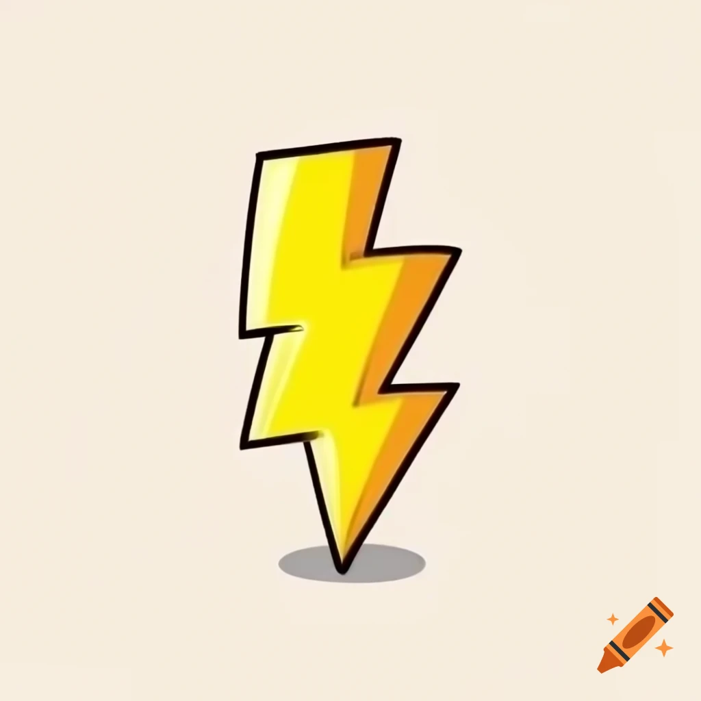 Cartoon lightning bolt illustration drawn with marker