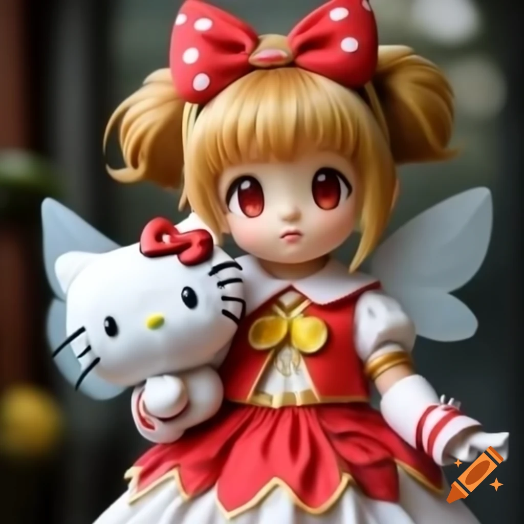 Realistic anime character Cardcaptor Sakura in Hello Kitty costume