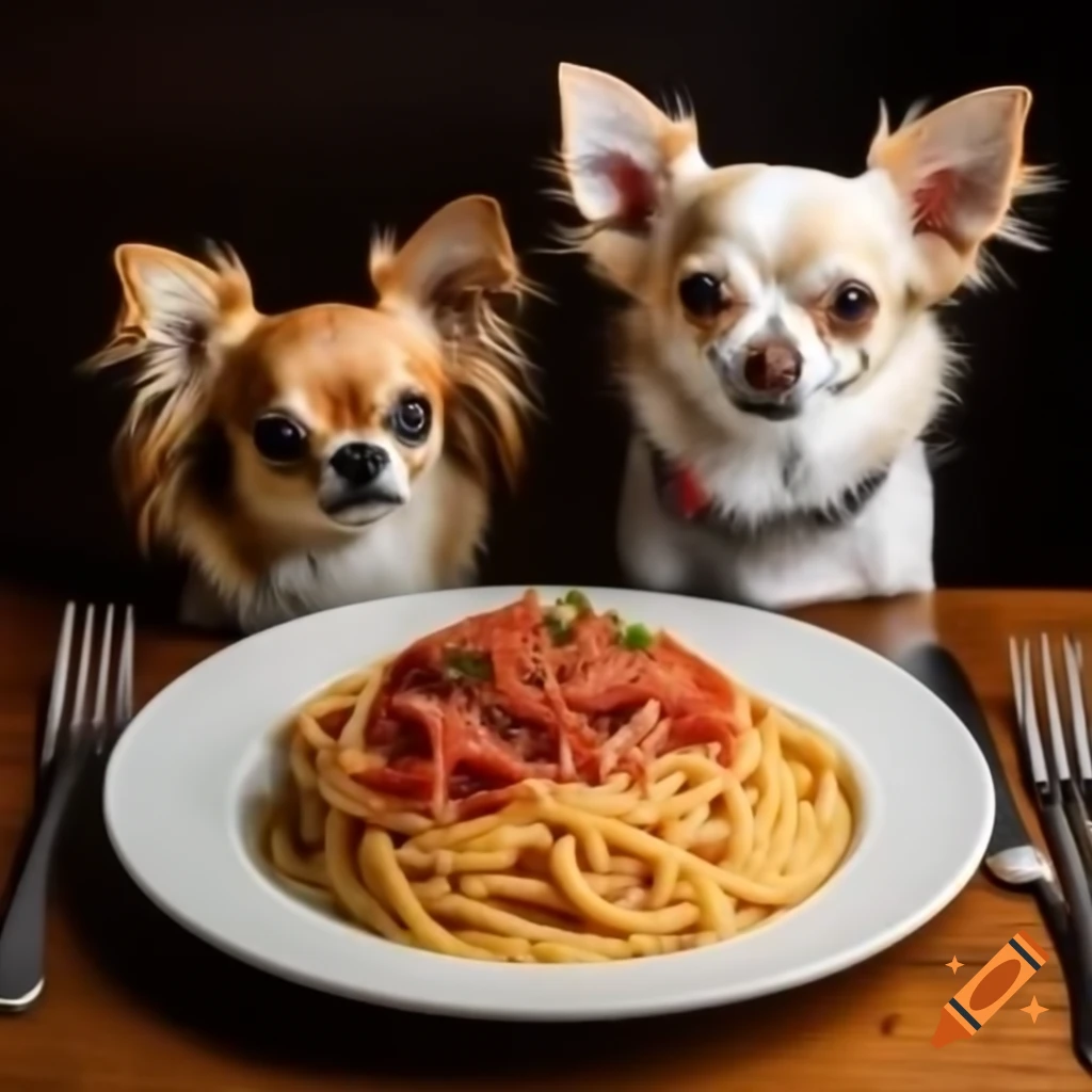 Humorous spaghetti and Chihuahua hybrid design