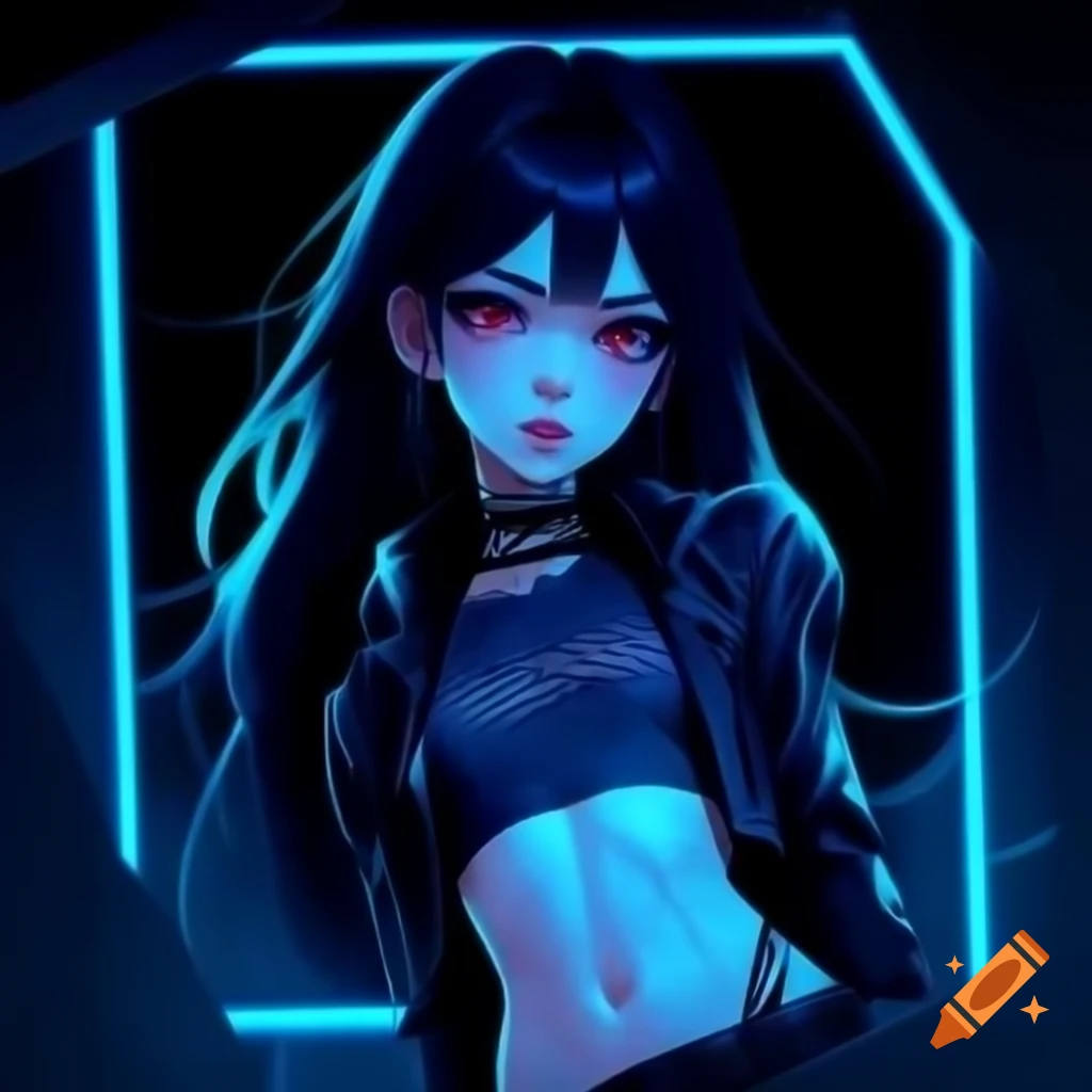 Punk-inspired young woman in dystopic fashion with black hair