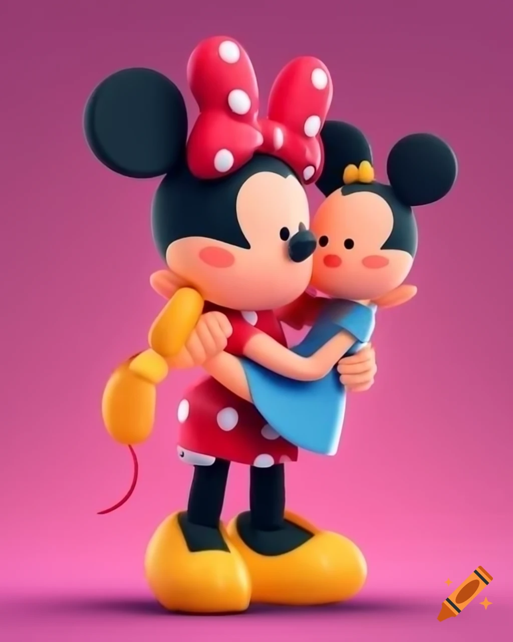 Giant Minnie Mouse doll cradling a young man at a party