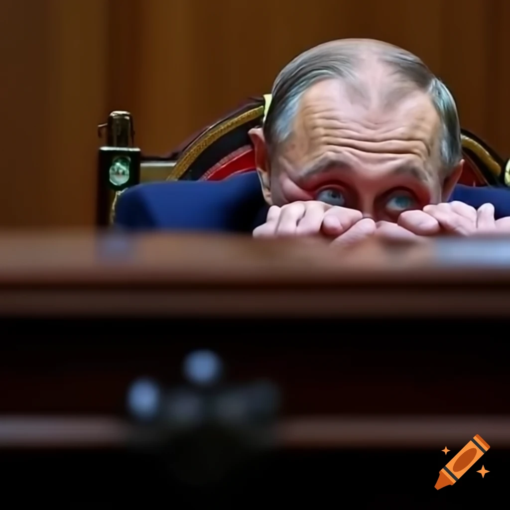Vladimir Putin expressing shock while looking at an overstuffed suitcase