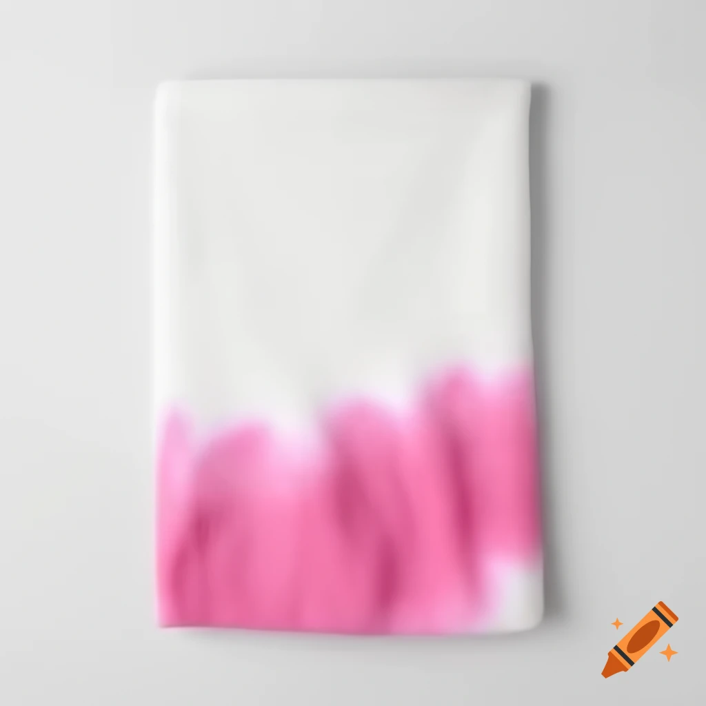 White towel with pink dye pattern