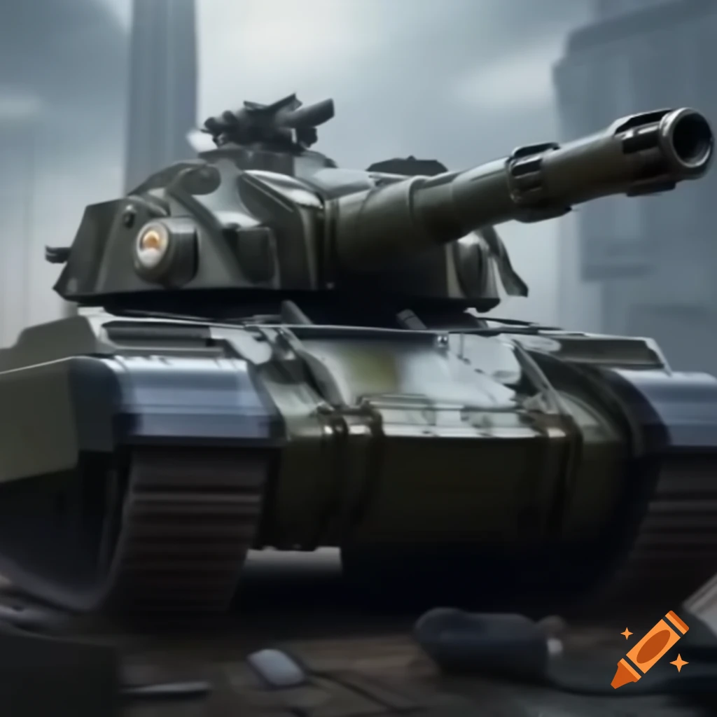 Futuristic tank featuring dual barrels and machine gun
