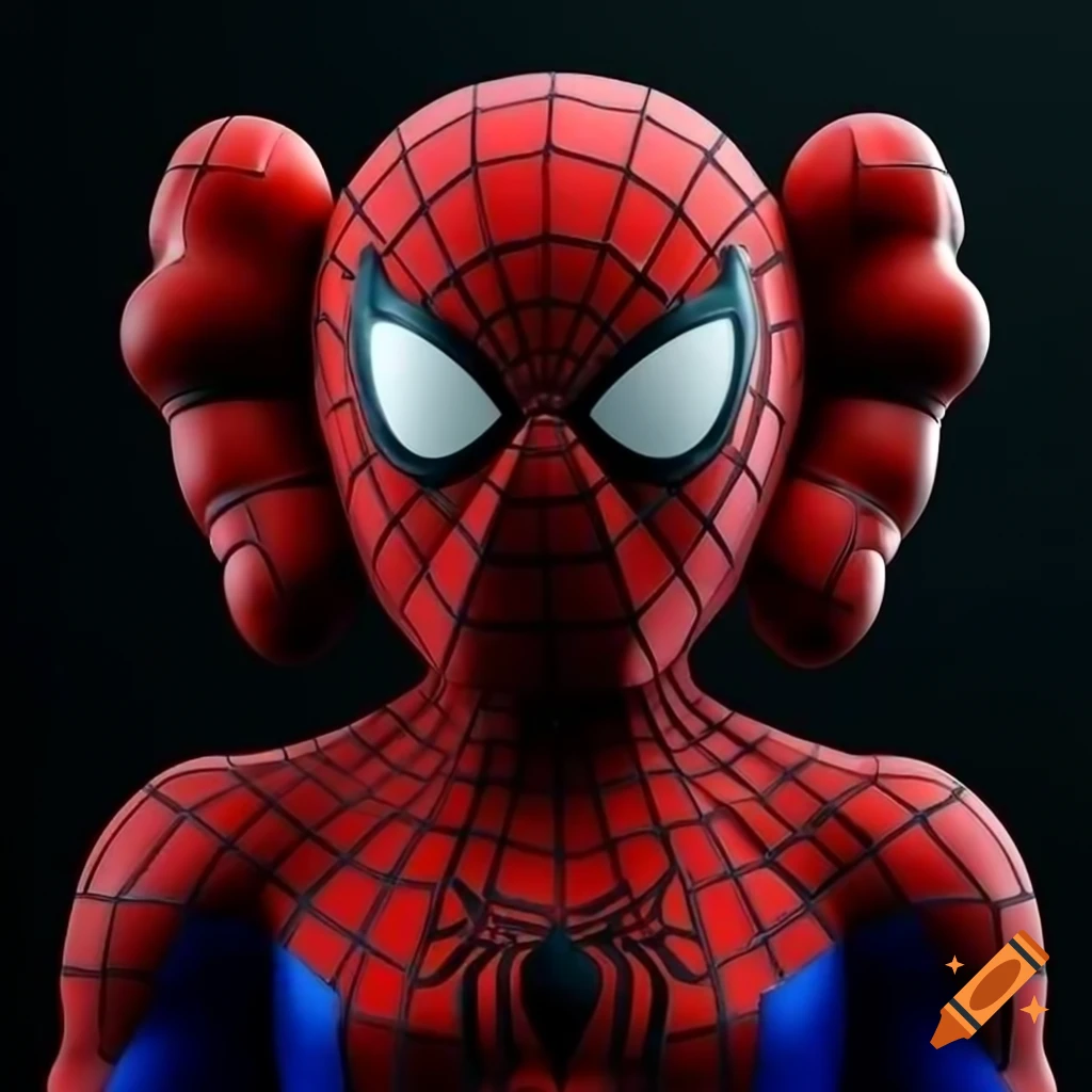 Kaws-inspired Spiderman character illustration