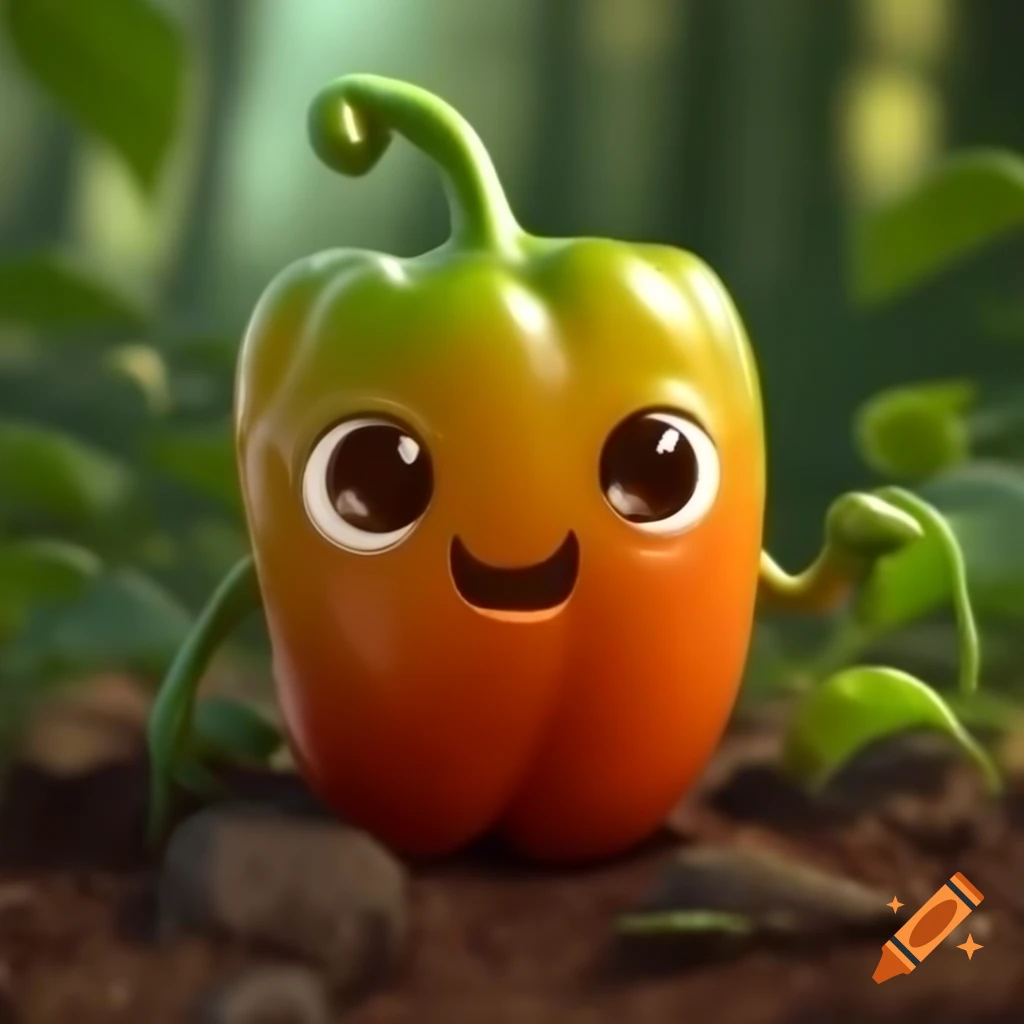Cute faced pepper in a forest setting