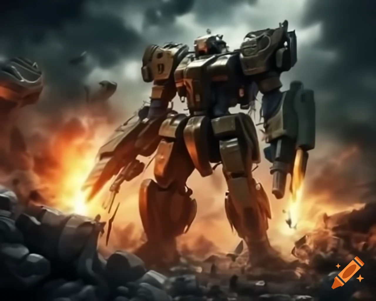 Mecha explosion scene