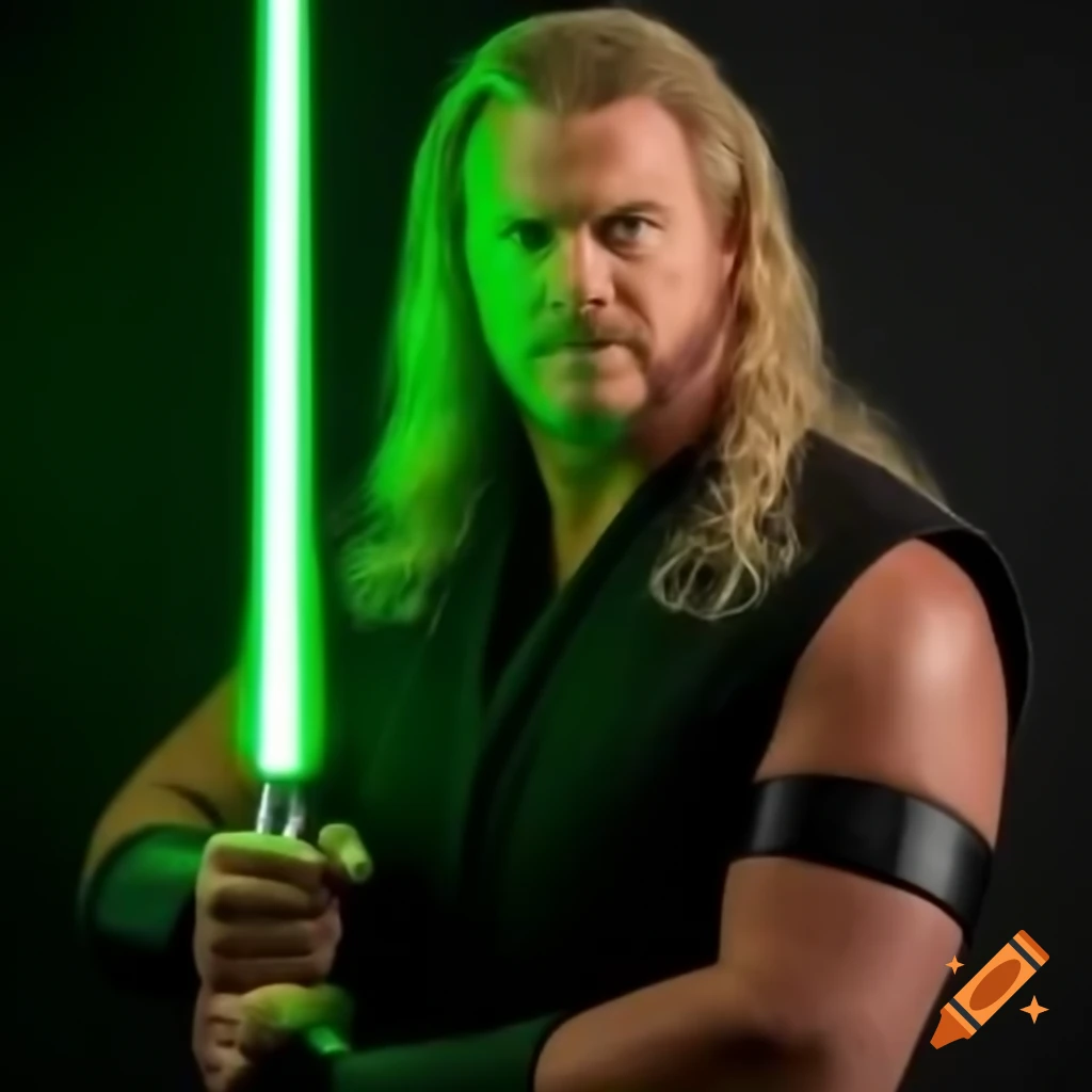 Chris Jericho with a green lightsaber