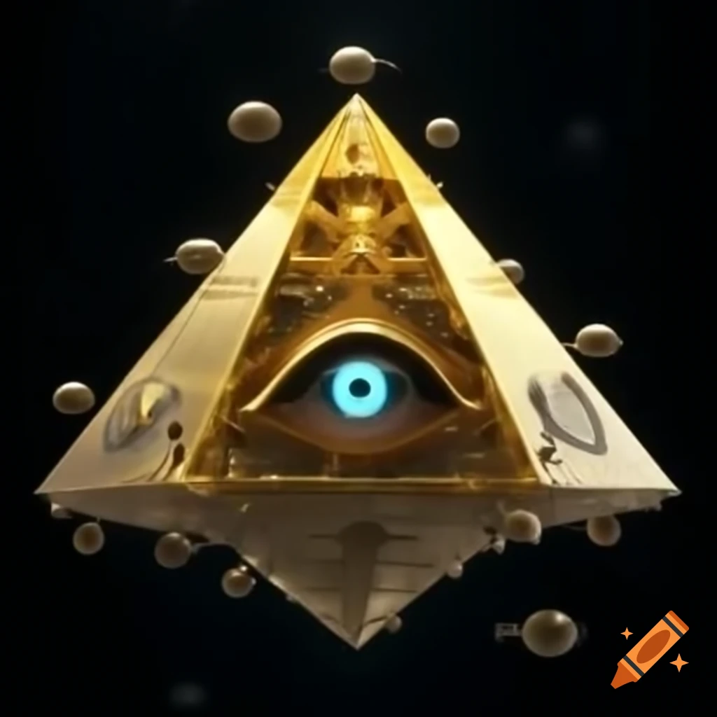 Golden triangle with serpent eye at the center on craiyon